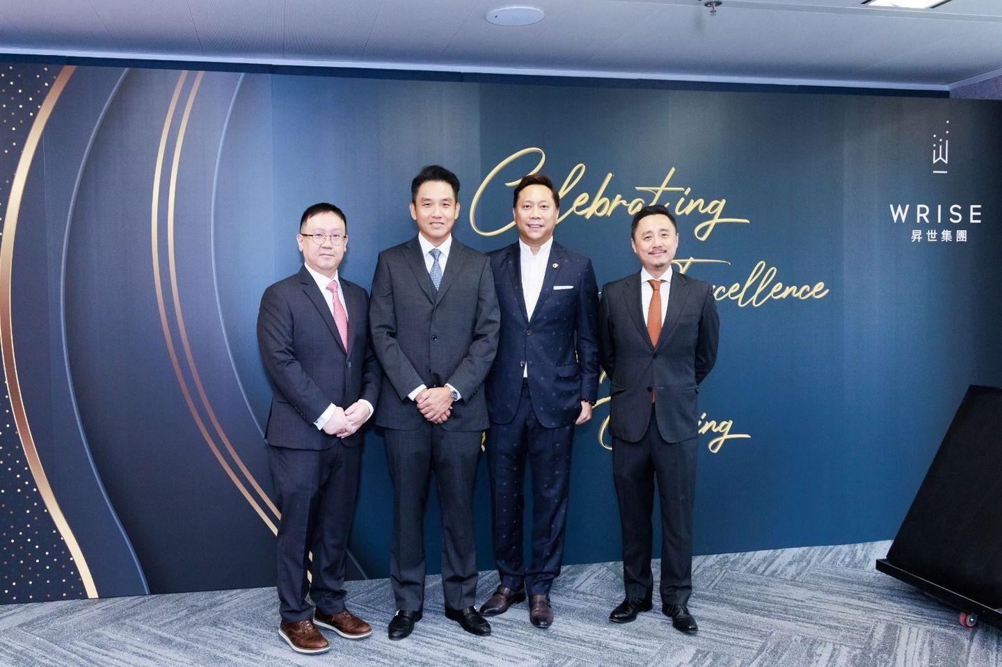 圖左至右:昇世匯盈主席甄智傑、昇世集團行政主席陳學彬、 昇世匯盈副主席馮嘉諾博士及昇世匯盈首席執行官冼健岷。
